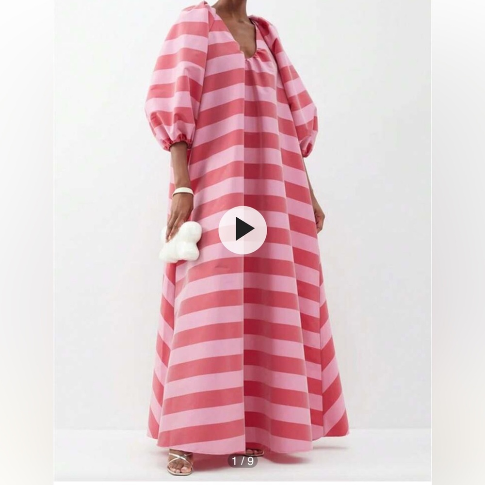 Blue and Turqoise Striped Maxi Dress